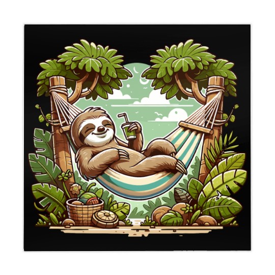 Relaxing Sloth In Hammock Under Palm Trees Mahjong Mats