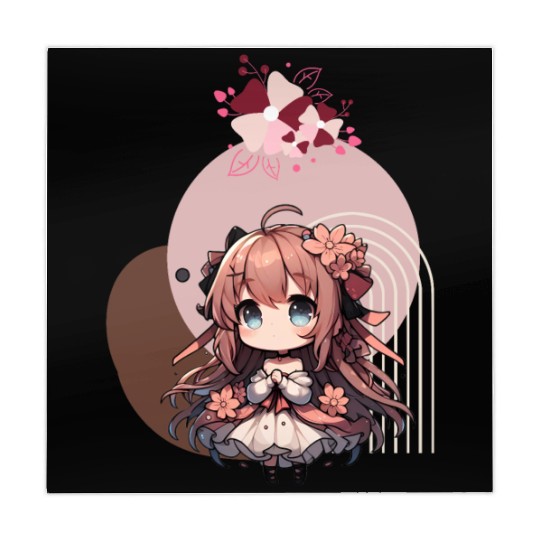 Chibi anime girl with flowers Mahjong Mats