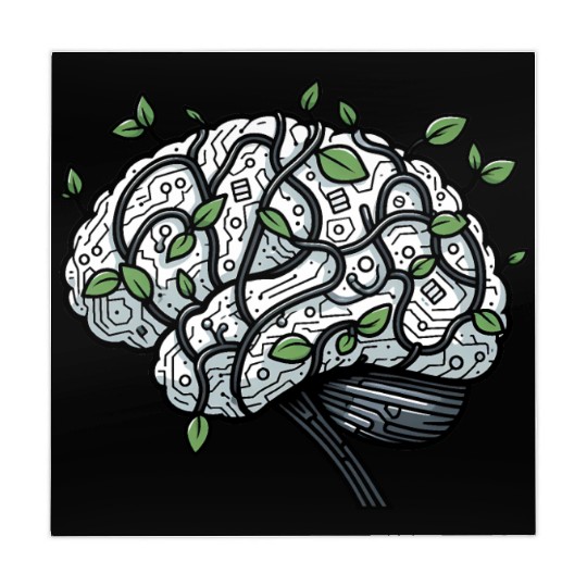 AI Ethics Mechanical Brain with Vines Mahjong Mats