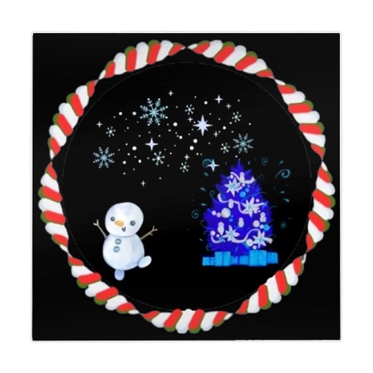 Festive Christmas Illuminated Tree with Snowman Mahjong Mats