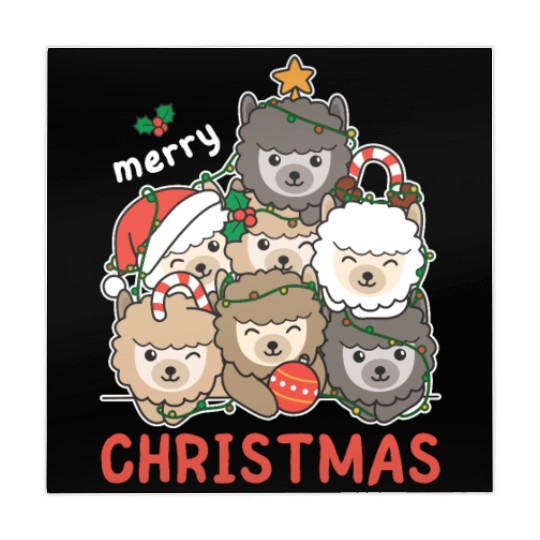 Alpaca Christmas Tree Merry Christmas Mahjong Mats