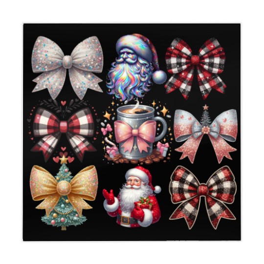 Coquette Bow Santa Christmas Tree Cake Candy Mahjong Mats