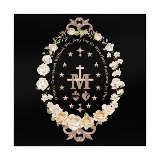 Marian Catholic Virgin Mary Marian Cross Floral Mahjong Mats