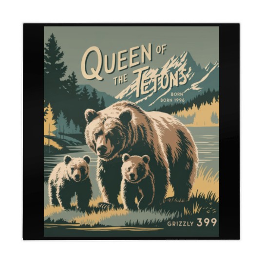 Queen of the Tetons Grizzly 399 Vintage Nature Art Mahjong Mats