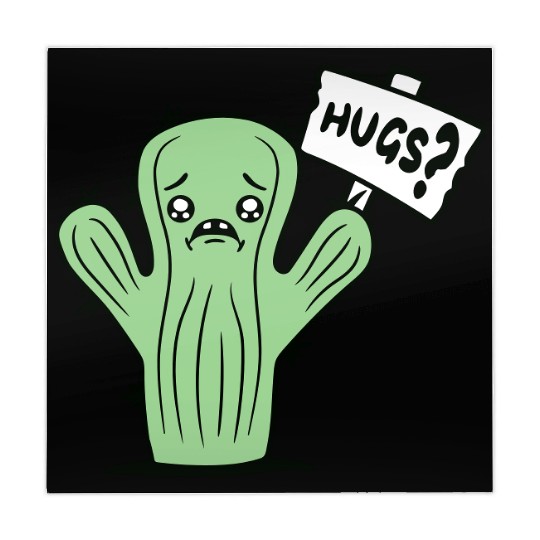 Funny Cactus Sad Face Hugs Sign Lonely Cry Comic Mahjong Mats