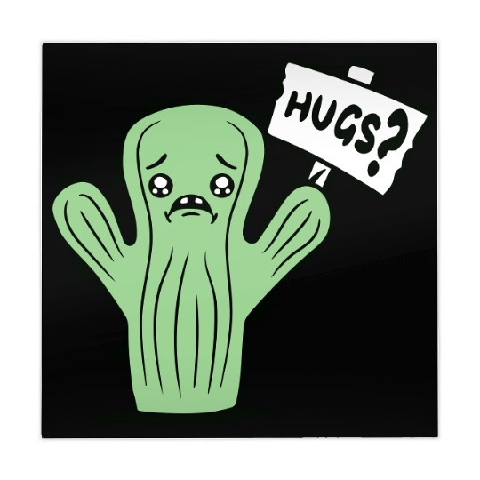 Funny Cactus Sad Face Hugs Sign Lonely Cry Comic Mahjong Mats