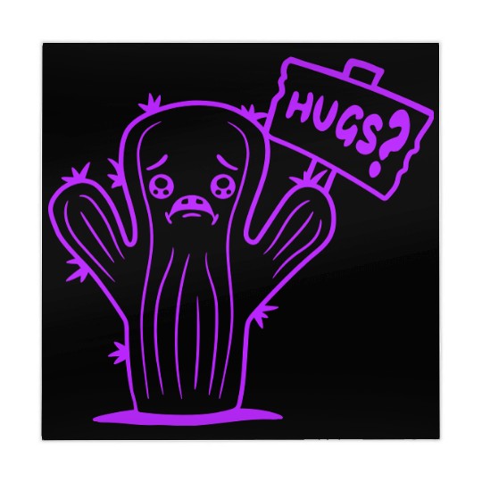Funny Cactus Sad Face Hugs Sign Lonely Cry Comic Mahjong Mats