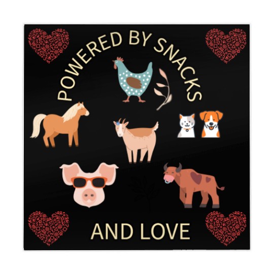 Powered by snacks and love animal farmer design Mahjong Mats