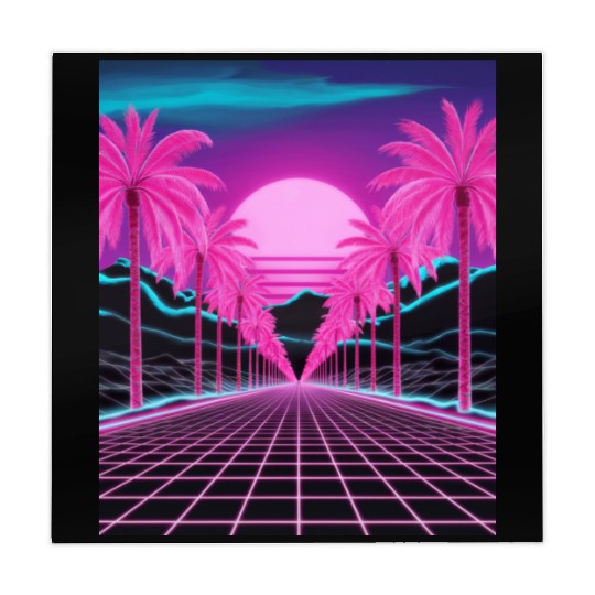 Neon Dreamscape: Retro-Futuristic Synthwave Sunset Mahjong Mats