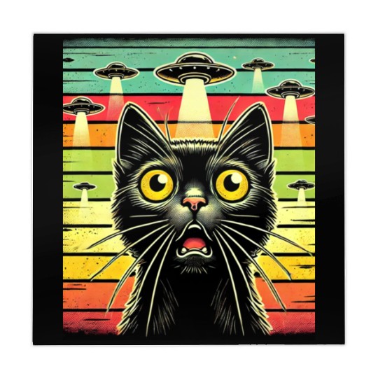 Fun Cat sunset Galaxy Cat Spaceship Alien Cat UFOs Mahjong Mats