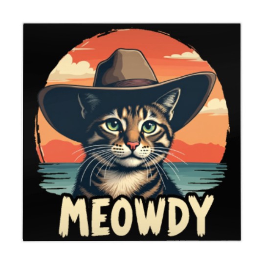 Meowdy Cowboy Cat Funny Howdy Meowdy Cowboy Cat Mahjong Mats