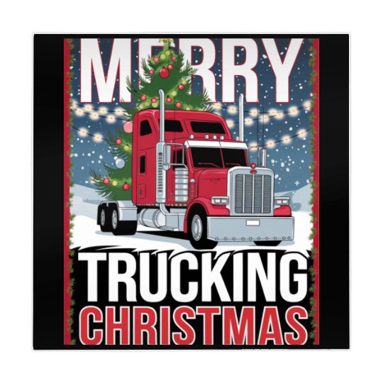 Merry Trucking Christmas Festive Semi-Truck Card Mahjong Mats
