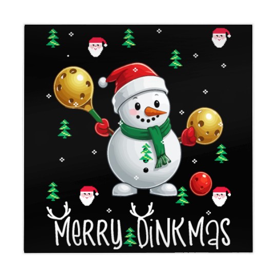 Merry Dinkmas with Christmas Pickleball Snowman Mahjong Mats
