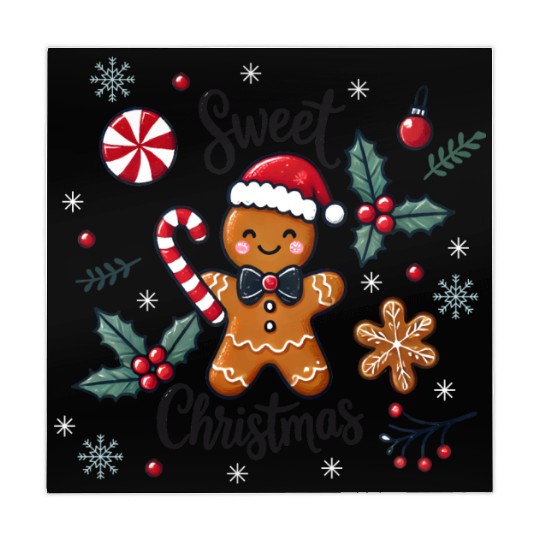 Happy gingerbread man with candy cane Mahjong Mats