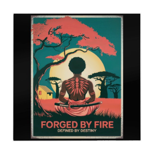 Vintage Afro Samurai Warrior - Forged By Fire Mahjong Mats