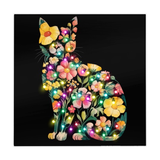 Floral Cat Silhouette nature santa christmas light Mahjong Mats