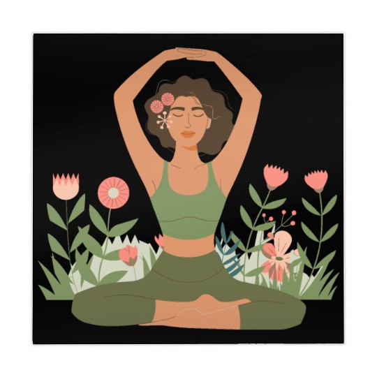 Yoga Woman With Flowers Mahjong Mats