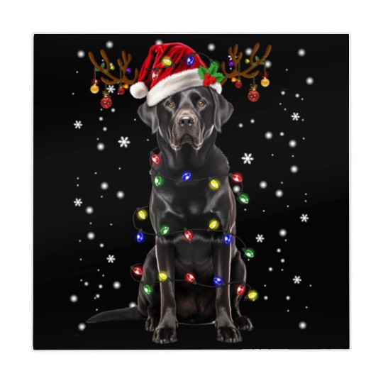Black Lab Labrador Christmas Tree Light Mahjong Mats