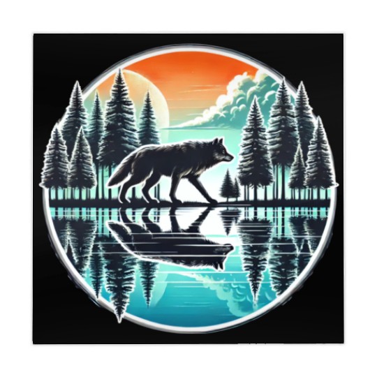 wolf forest Reflection Scenic Wilderness lovers Mahjong Mats