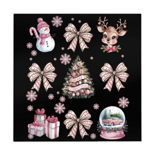 Christmas Coquette Bow, Cute Christmas Snowman Mahjong Mats