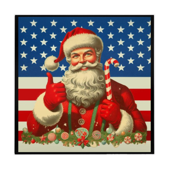 Patriotic Retro Santa: A Classic Christmas with Am Mahjong Mats