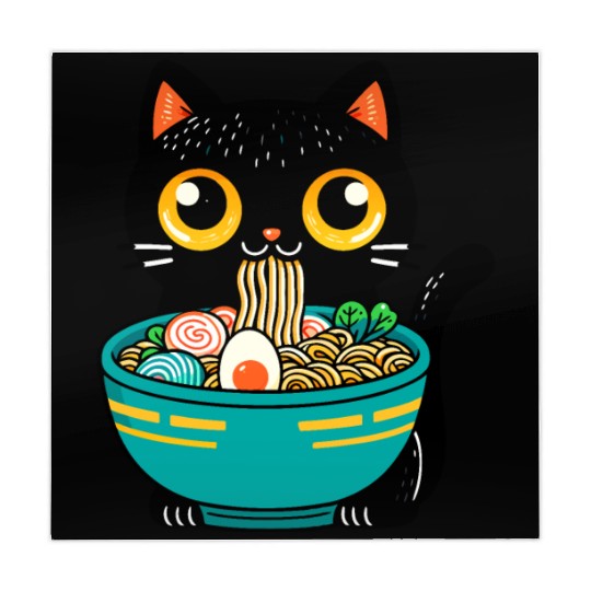 Funny Cat Eating Ramen Japanese Cat Ramen Noodles Mahjong Mats