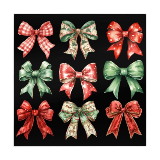 Christmas Coquette Bow, Cute Christmas Mahjong Mats