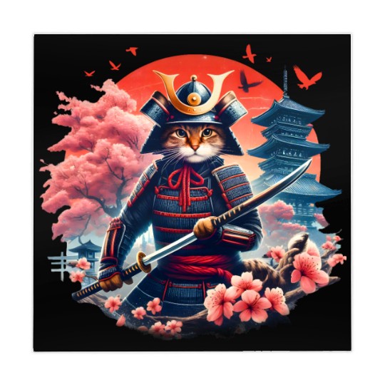 Samurai Cat Graphic Warrior Vintage Japanese Anime Mahjong Mats
