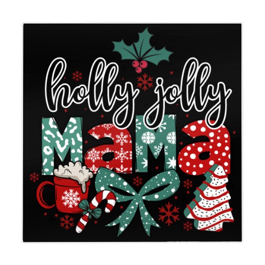 Holly Jolly Mama Coquette Bow Christmas Mahjong Mats
