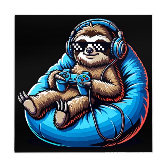 Chill Gamer Sloth Headphones Controller Relax Mahjong Mats