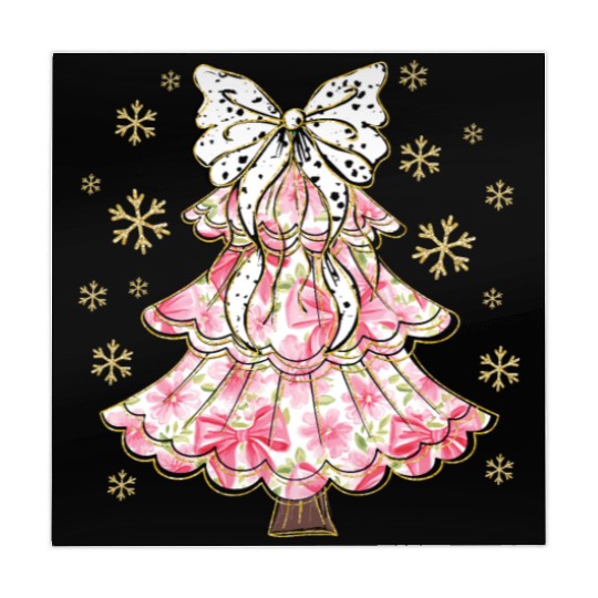Preppy Pink Coquette Bow Xmas Tree Mahjong Mats