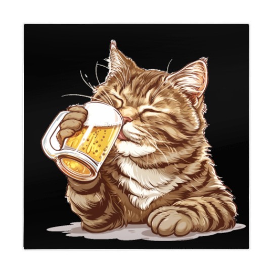 Cute Cat Drinking Beer 2 Mahjong Mats