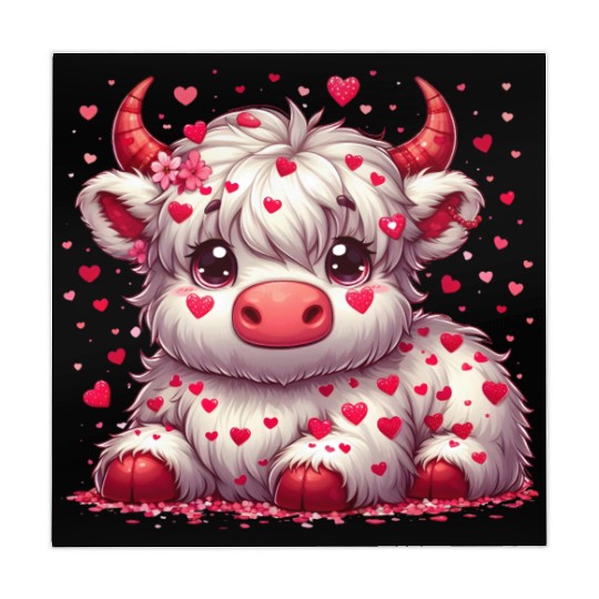 Cute cartoon valentines highland cow Mahjong Mats