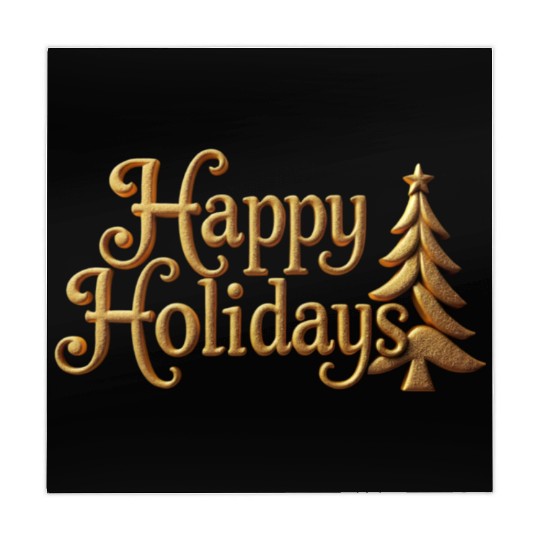 Golden Elegance Happy Holidays Motif Mahjong Mats