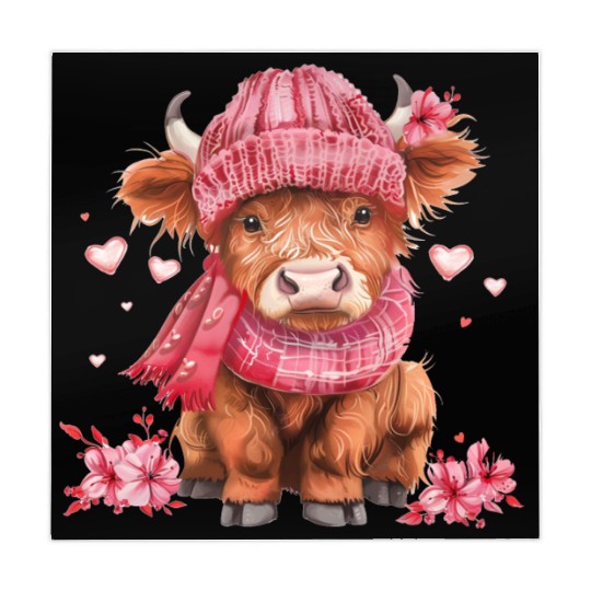 Cute Highland Cow Valentines Day Mahjong Mats