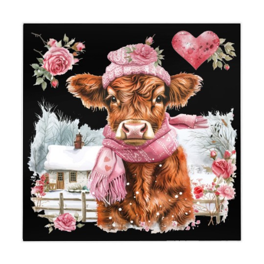 Cute Highland Cow Valentines Day Mahjong Mats