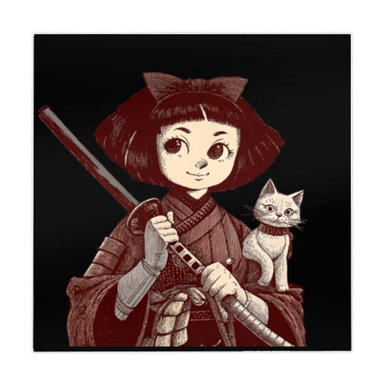 Chibi Samurai Warrior Cat Companion & Blossoms Mahjong Mats
