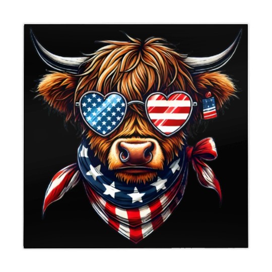 Patriotic Highland Cow 4th Of July Mahjong Mats