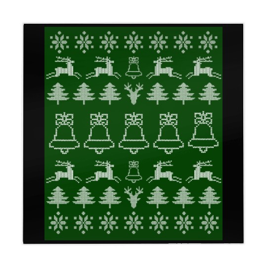 Christmas Cheer Ugly Sweater Pattern on Green Mahjong Mats
