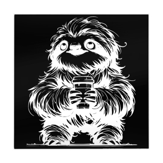 Sloth With Coffee Mug Pencil Drawing Mahjong Mats