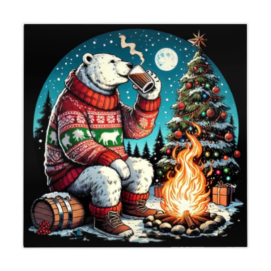 Cozy Christmas Polar Bear: Eggnog & Fireside Cheer Mahjong Mats