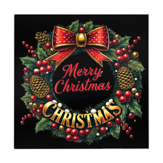 1950s Christmas Wreath - Vintage Holiday Cheer Mahjong Mats