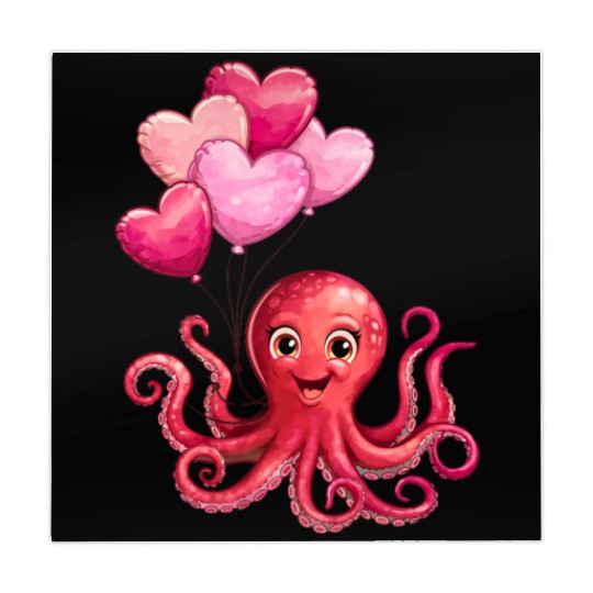 Octopus With Heart Balloons Valentines Day Octopus Mahjong Mats