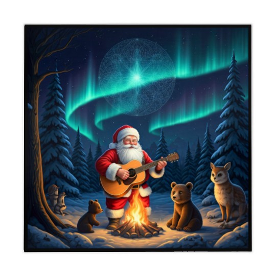 Santa Claus acoustic guitar bonfire aurora bureau Mahjong Mats