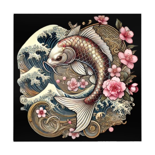 Elegant Koi Fish and Cherry Blossom Design Mahjong Mats