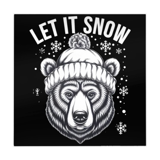 Let It Snow Bear Mahjong Mats, Winter Bear Graphic Mahjong Mats,