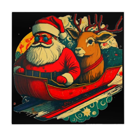 Christmas Santa Claus and Reindeer Vintage Retro Mahjong Mats