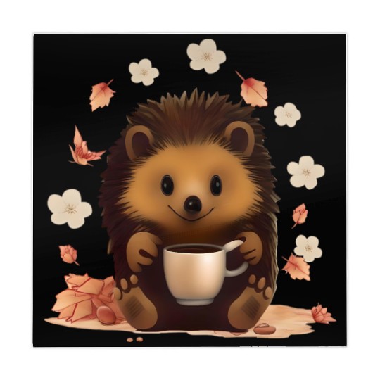 hedgehog drink coffee in blanket Autumn gift for h Mahjong Mats