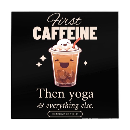 First caffeine then yoga Mahjong Mats