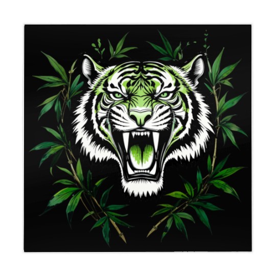 Fierce Green Tiger with Bamboo Branches Mahjong Mats